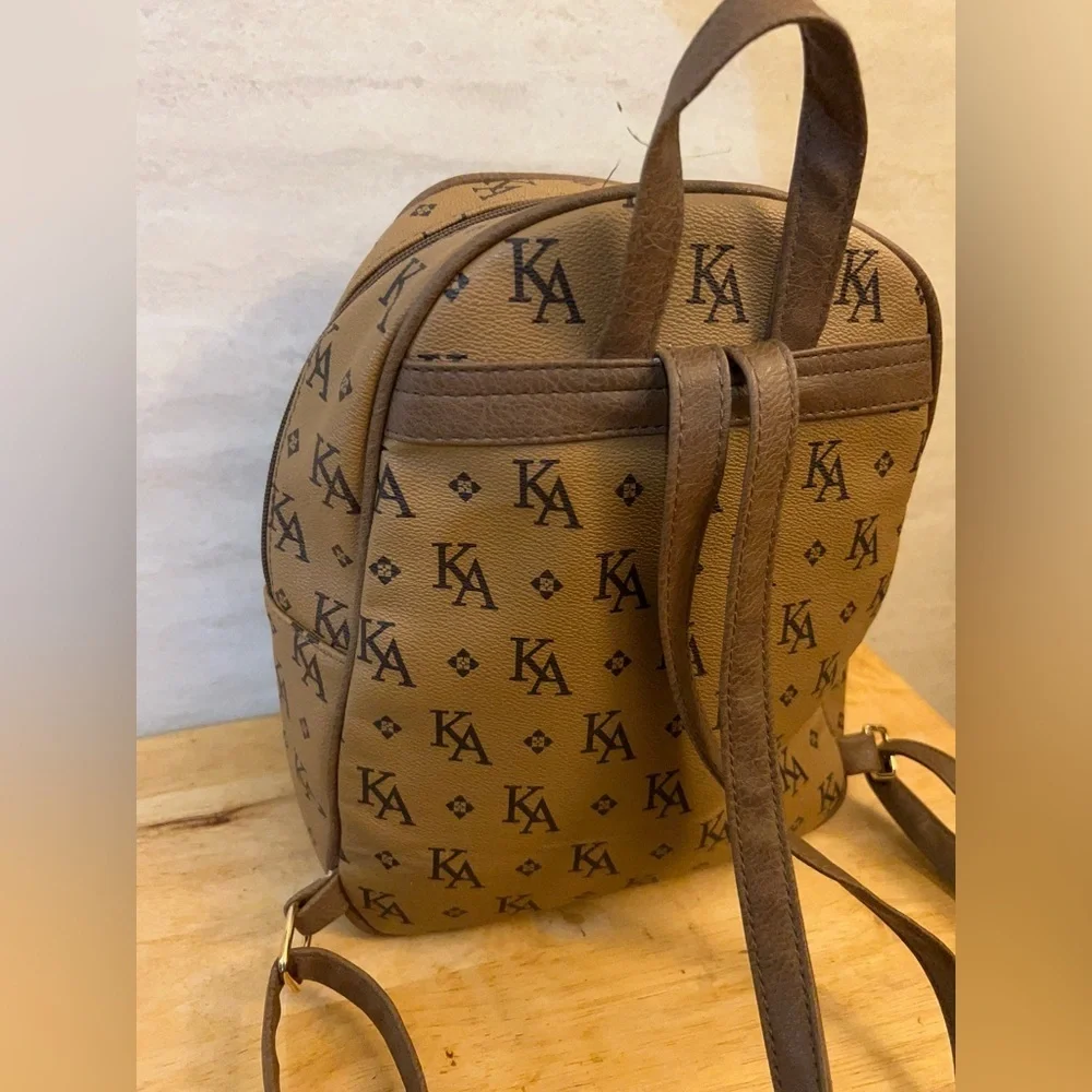 KA Monogram Backpack in Tan 100% polyurethane
